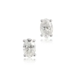 Oval Diamond Studs, 1/2 Carat Total Weight, 14K, White Gold
