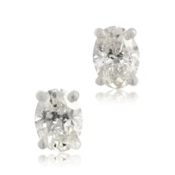 Oval Diamond Studs, 1 Carat Total Weight, 14K, White Gold