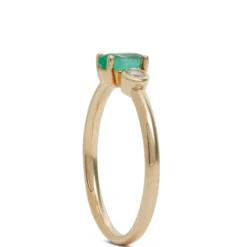 Oval Emerald and Diamond Ring, 14K Yellow Gold