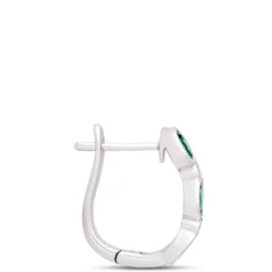 Oval Emerald Hoops, 14K White Gold