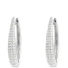 Oval Hoops with Pave Round Diamonds, 14K White Gold