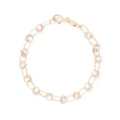 Oval Link Diamond Cut Bracelet, 14K Yellow, White, Rose Gold