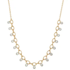 Oval Link Diamond Necklace, 14k Gold