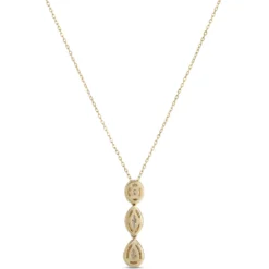 Oval, Marquise and Pear Shaped Diamond Necklace, 14K Yellow Gold
