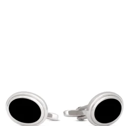 Oval Onyx Cufflinks, Sterling Silver