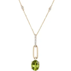 Oval Peridot Pendant Necklace, 14K Yellow Gold