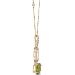 Oval Peridot Pendant Necklace, 14K Yellow Gold