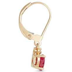 Oval Ruby and Diamond Dangle Earrings, 14K Yellow Gold