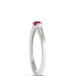 Oval Ruby and Diamond Ring, 14K White Gold