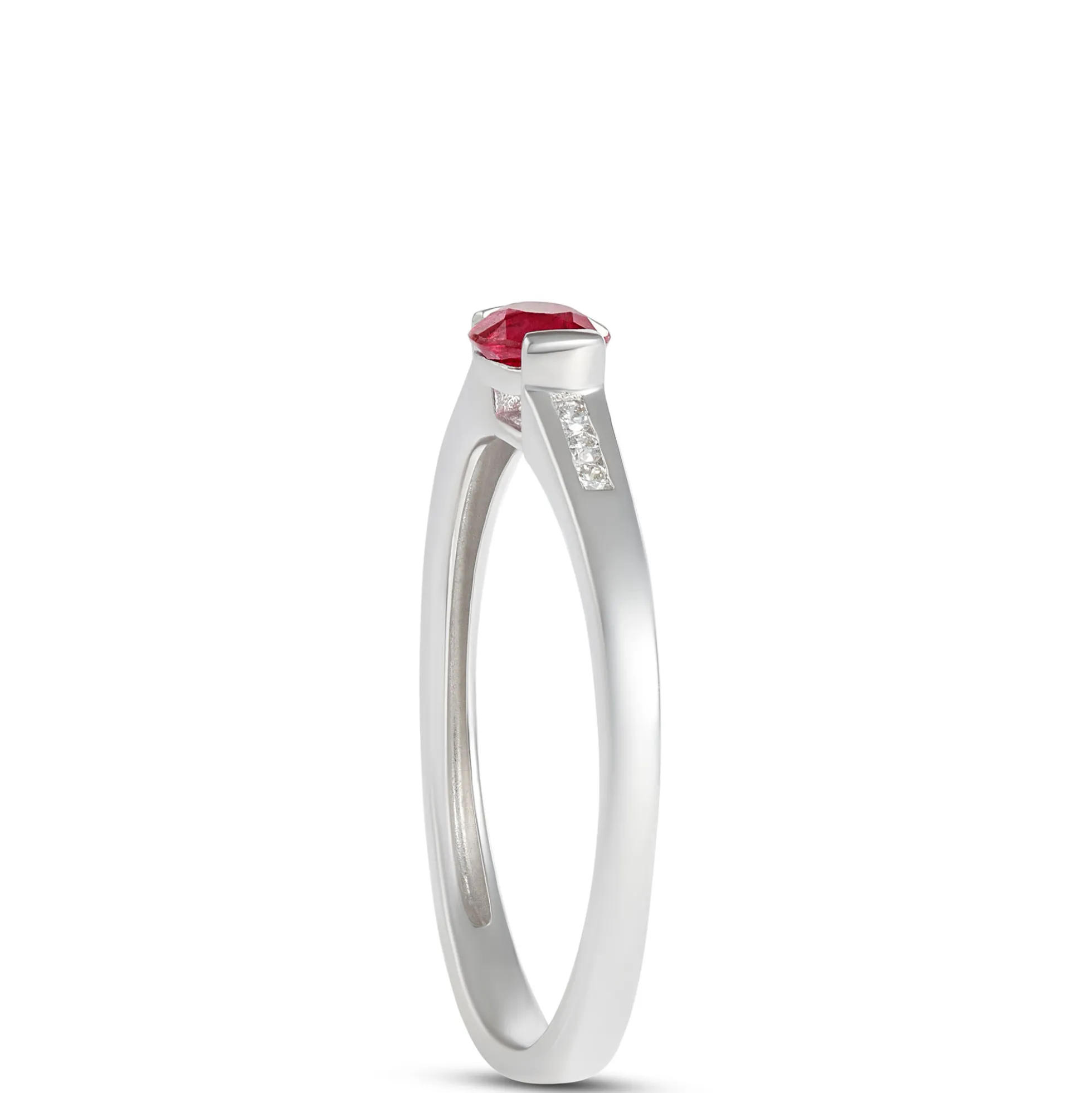 Oval Ruby and Diamond Ring, 14K White Gold