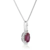 Oval Ruby & Diamond Halo Necklace 14K