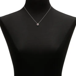 Oval Ruby & Diamond Halo Pendant 14K