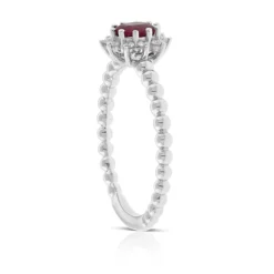 Oval Ruby & Diamond Halo Ring 14K