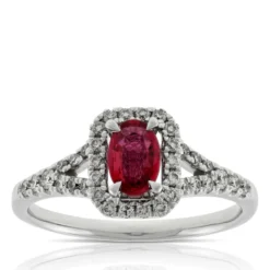 Oval Ruby & Diamond Ring 14K