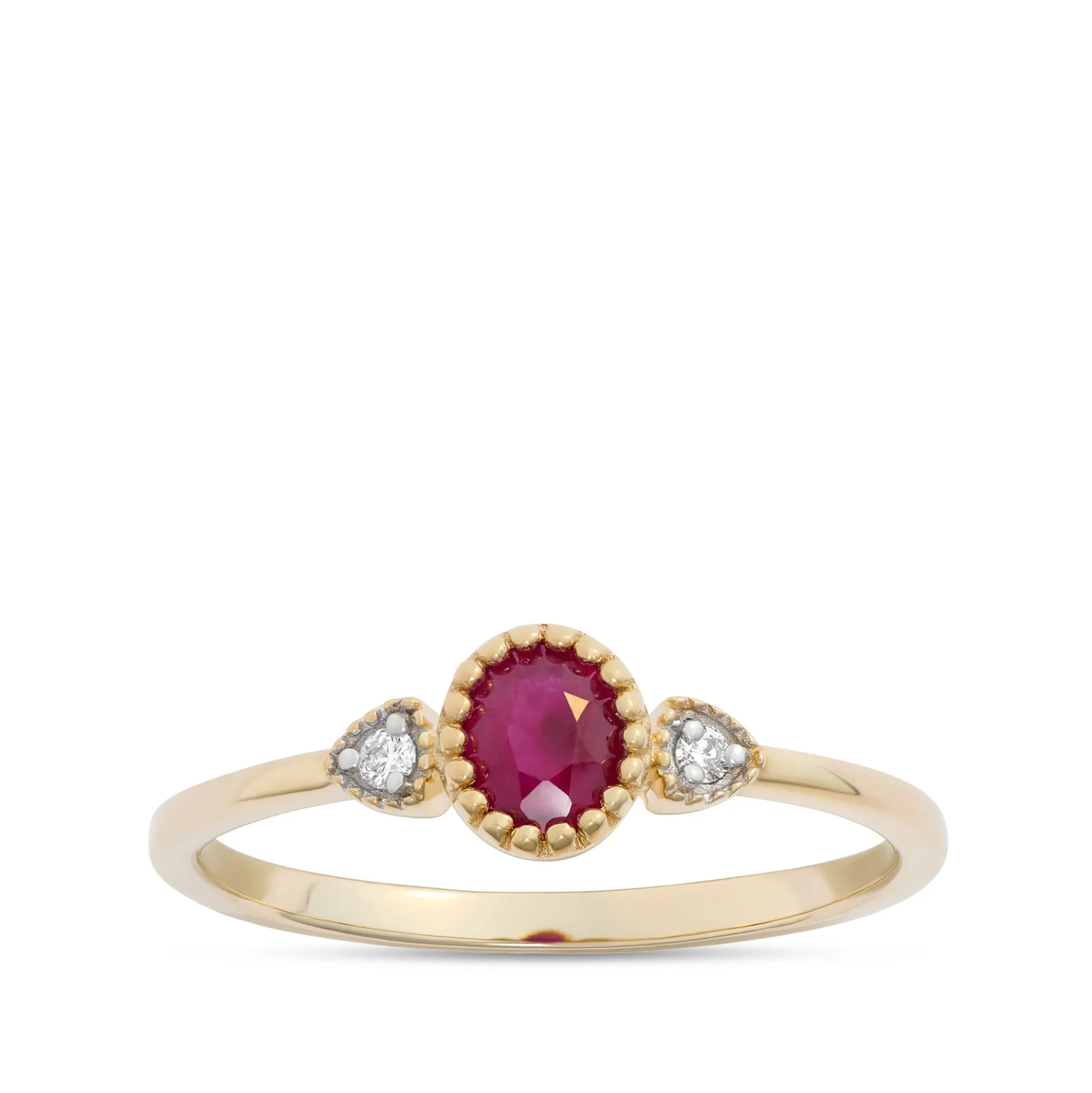 Oval Ruby Ring, 14K Yellow Gold