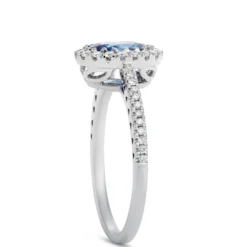 Oval Sapphire and Diamond Engagement Ring, 18K White Gold
