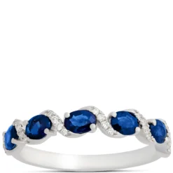 Oval Sapphire and Diamond Ring, 14K White Gold