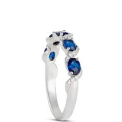 Oval Sapphire and Diamond Ring, 14K White Gold