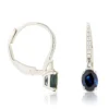 Oval Sapphire & Diamond Drop Earrings 14K