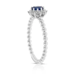 Oval Sapphire & Diamond Halo Ring 14K