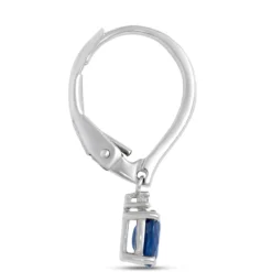 Oval Sapphire Leverback Earrings, 14K White Gold