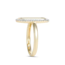 Oval Shaped Open Center Diamond Ring, 14K White and Yellow Gold