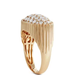 Oval Shaped Pave Diamond Ring, 14K Yellow Gold