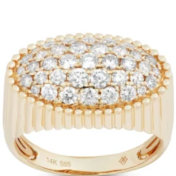 Oval Shaped Pave Diamond Ring, 14K Yellow Gold