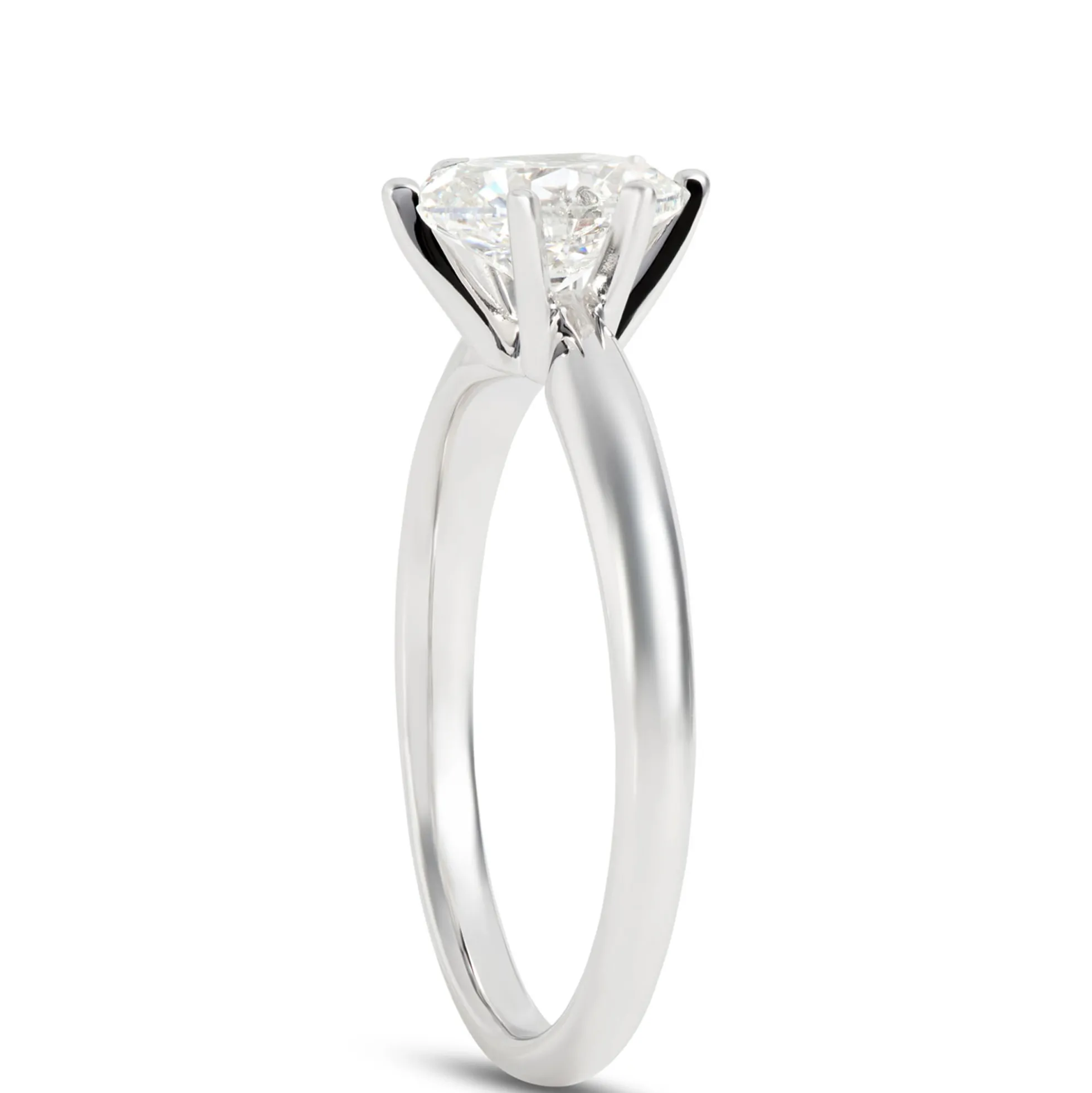 Oval Solitaire Diamond Engagement Ring, 14K White Gold