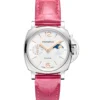 Panerai Luminor Due Luna Watch White Dial Pink Leather Strap, 38mm