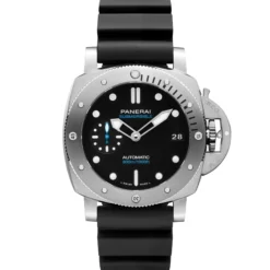 Panerai Submersible Black Dial Rubber Steel Watch, 42mm