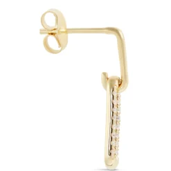 Paperclip Drop Diamond Earrings, 14K Yellow Gold