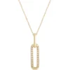 Paperclip Drop Diamond Necklace, 14K Yellow Gold