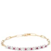 Paperclip Round Ruby and Diamond Bracelet in 14K Yellow Gold