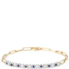 Paperclip Round Sapphire and Diamond Bracelet in 14K Yellow Gold