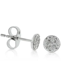 Pavé Diamond Circle Diamond Stud Earrings 14K