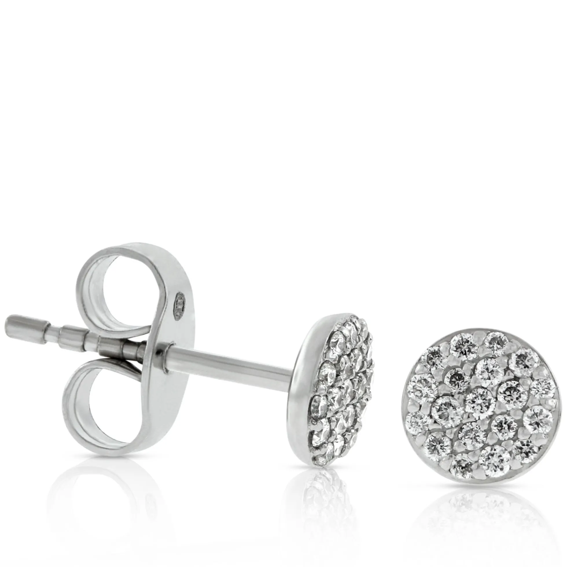 Pavé Diamond Circle Diamond Stud Earrings 14K