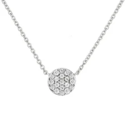 Pavé Diamond Circle Necklace 14K