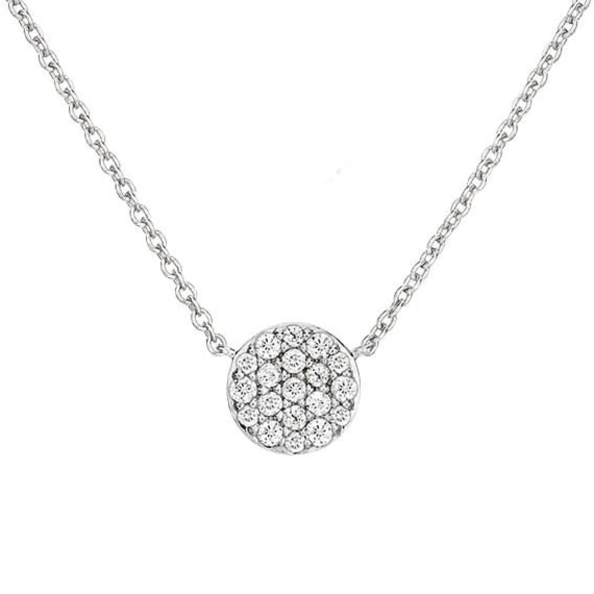 Pavé Diamond Circle Necklace 14K