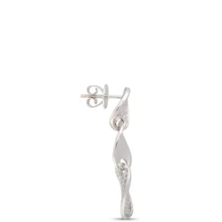 Pave Diamond Dangle Earrings, ¾ Total Carat Weight, 14K White Gold