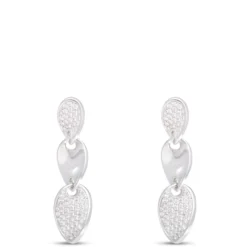 Pave Diamond Dangle Earrings, ¾ Total Carat Weight, 14K White Gold