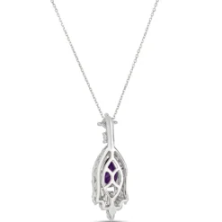 Pear Amethyst and Diamond Pendant, 14K White Gold