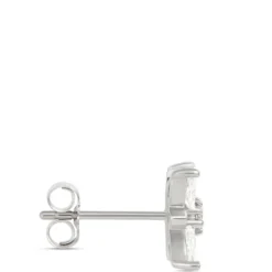 Pear and Round Cut Diamond Studs, 14K White Gold