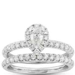 Pear-Cut Diamond Bridal Set, 14K White Gold