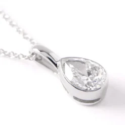 Pear Diamond Invisible Bezel Pendant, ½ Carat Total Weight, 14K White Gold