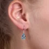 Pear Shaped Blue Topaz & Diamond Earrings 14K