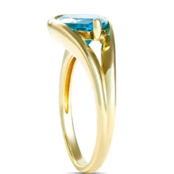 Pear Shaped Blue Topaz Ring, 14K Yellow Gold