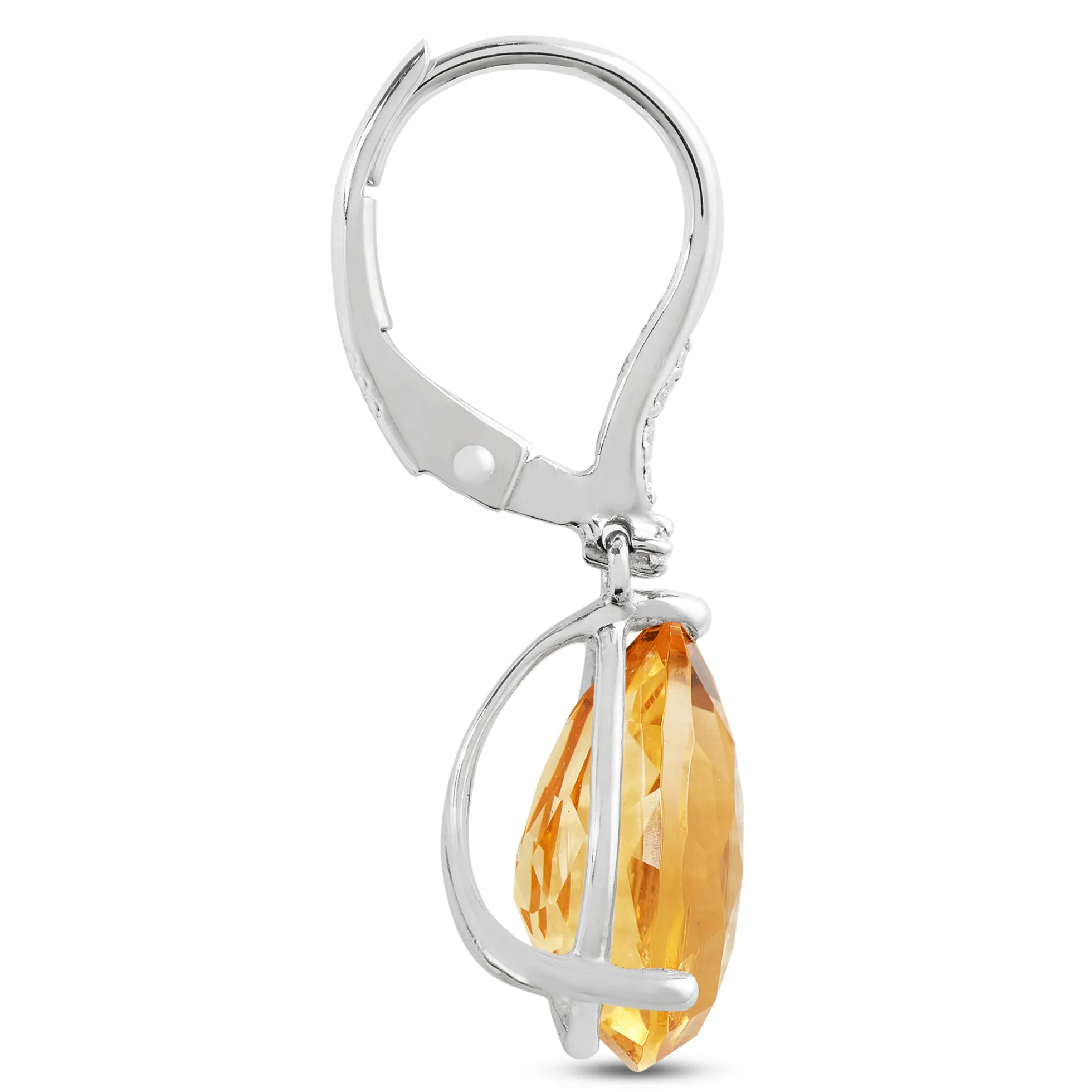 Pear Shaped Citrine & Diamond Earrings 14K