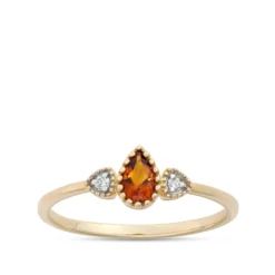 Pear Shaped Citrine Ring, 14K Yellow Gold