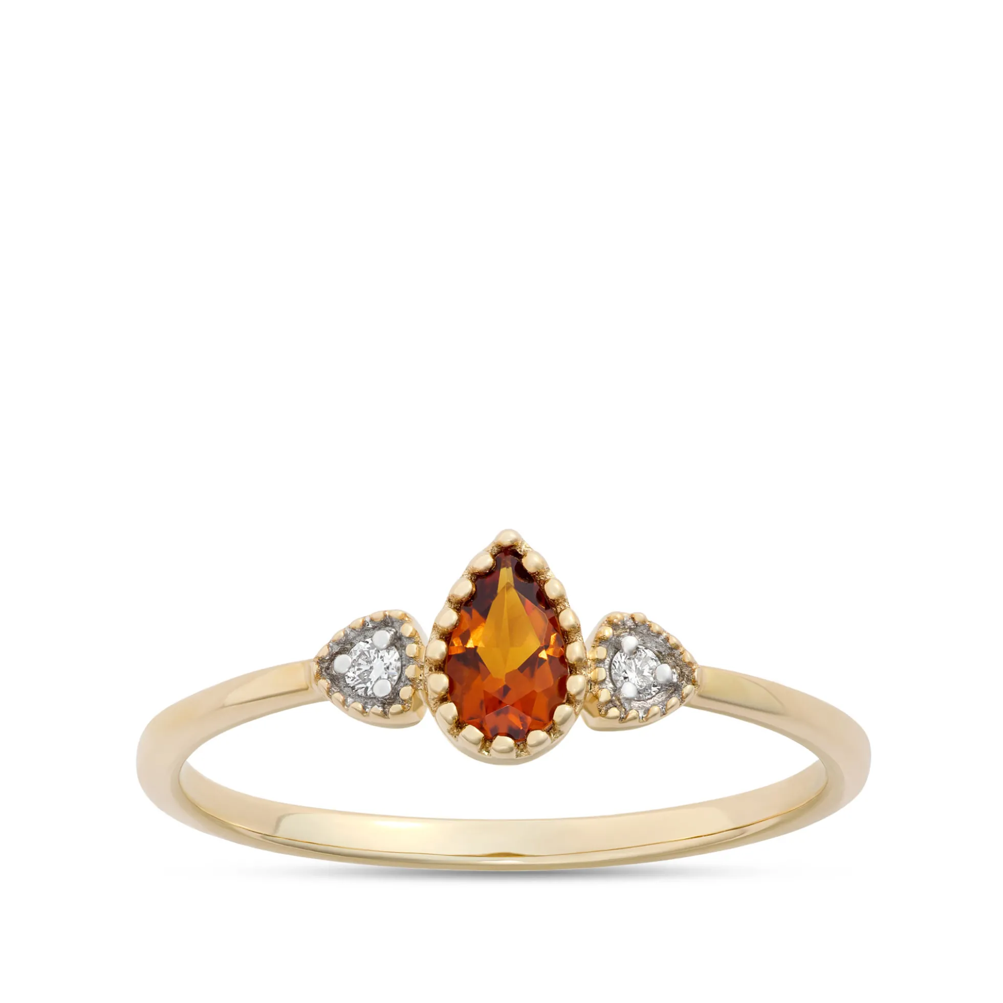 Pear Shaped Citrine Ring, 14K Yellow Gold